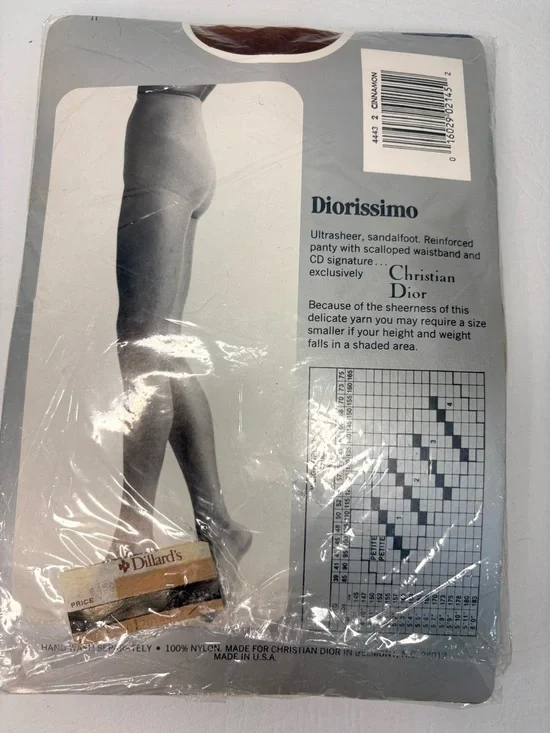 Vintage Christian Dior Diorissimo Pantyhose Size 2 Cinnamon Ultrasheer Sandal - Picture 5 of 6